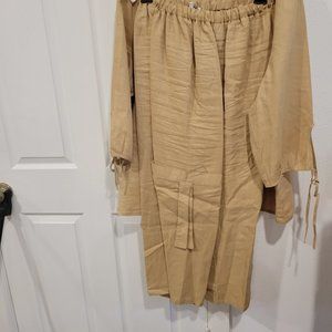 Lisa Rene Beige 100% linen 2-pc pantsuit size 1-x